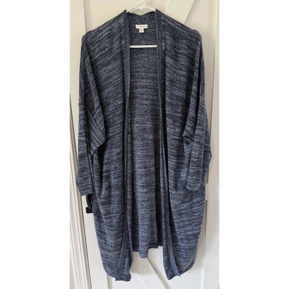 PURE J. JILL 3/4 Sleeve Open Cardigan Duster Linen Blend Blue COASTAL XL